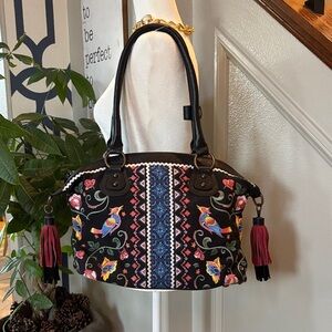 Sharif Hello Gorgeous Embroidered Black and Multicolor Women's Bag 🤩